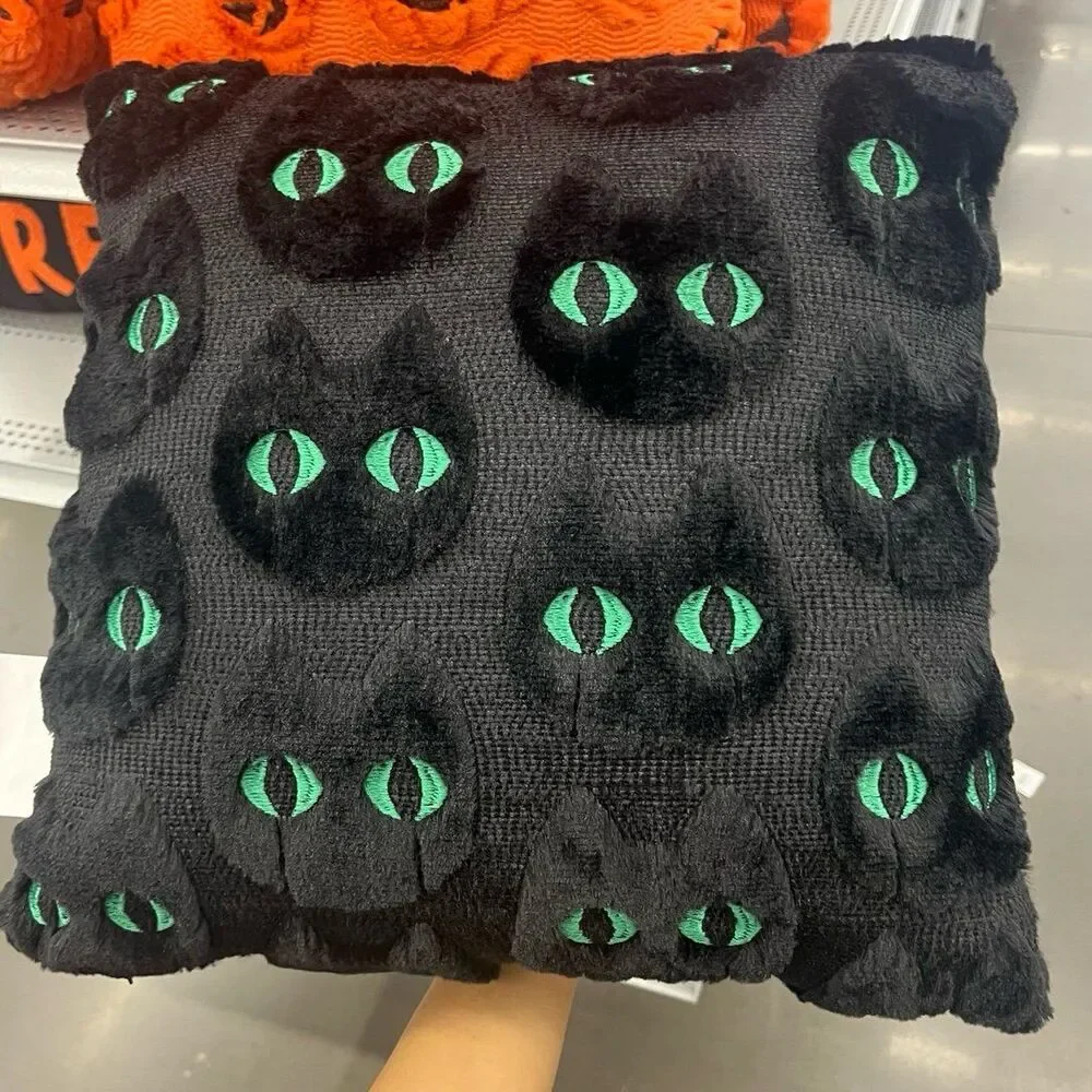 Ashland Halloween Cat Green Eyes Decorative Throw Pillow